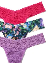 3 Pack Low Rise Thongs Dream Garden Sale(Dream Garden/Venus Purple/Sweet Tart Pink,OS)