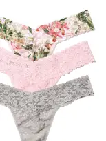 3 Pack Low Rise Thongs French Garden Sale(FRENCH GARDEN/BLISS PINK/SLEEP IN GREY,OS (2-12))
