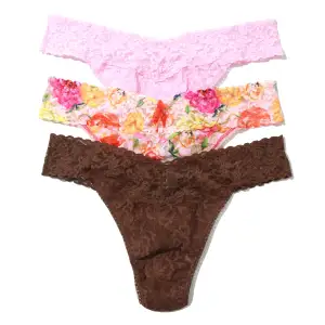 3 Pack Original Rise Thongs Bring Me Flowers Sale(COTTON CANDY PINK/BRING ME FLOWERS/ALL SPICE BROWN,OS (4-14))