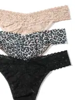 3 Pack Original Rise Thongs Exclusive(CLASSIC LEOPARD/SUN TAN/BLACK,OS (4-14))