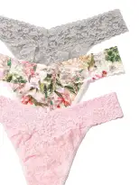 3 Pack Original Rise Thongs French Garden Sale(FRENCH GARDEN/BLISS PINK/SLEEP IN GREY,OS (4-14))