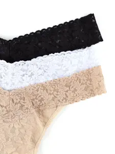 3 Pack Plus Size Original Rise Thongs(BLACK WHITE CHAI,OS (14-24))
