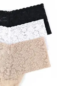 3 Pack Retro Lace Thong Exclusive(BLACK WHITE CHAI,OS (0-12))