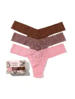 3 Pack Signature Lace Low Rise Thongs In Printed Box Pink Lady Sale