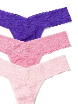 3 Pack Signature Lace® Low Rise Thongs In Printed Box Lipgloss(Lipgloss/Bliss Pink/Majestic Purple,OS (2-12))