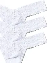 3 Pack Signature Lace® Low Rise Thongs White(WHITE,OS)