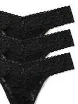 3 Pack Signature Lace® Original Rise Thongs Black(BLACK,OS (4-14))