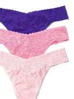 3 Pack Signature Lace® Original Rise Thongs In Printed Box Lipgloss(Lipgloss/Bliss Pink/Majestic Purple,OS (4-14))