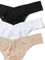 3 Pack Signature Lace® Original Rise Thongs(BLACK/WHITE/CHAI,OS (4-14))