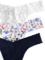 3 Pack Supima® Cotton Original Rise Thongs with Flower Crown Sale(WHITE/FLOWER CROWN/NAVY,OS (4-14))