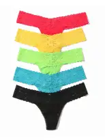 5 Pack Petite Size Signature Lace Thongs In Printed Box Sale