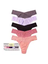 5 Pack Signature Lace® Original Rise Thongs In Printed Box Ballet Pink(Ballet Pink/Pink Quartz/Plum/Cool Lavendar/Dusk,OS (4-14))
