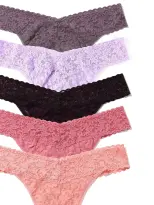 5 Pack Signature Lace® Original Rise Thongs In Printed Box Ballet Pink(Ballet Pink/Pink Quartz/Plum/Cool Lavendar/Dusk,OS (4-14))
