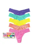 5 Pack Signature Lace® Original Rise Thongs In Printed Box Fiesta Pink