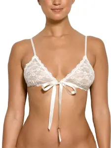 Peek-a-Boo Lace Front Tie Bralette Light Ivory(LIGHT IVORY,XS)