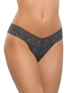 Petite Size Signature Lace® Low Rise Thong Granite Grey(GRANITE,OS (0-4))