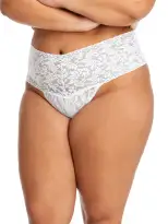 Plus Size Retro Lace Thong White