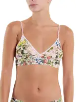 Printed Signature Lace Padded Triangle Bralette Overjoyed