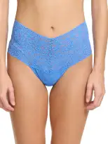 Retro Lace Thong Take The Plunge Blue