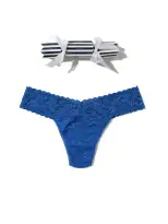 Signature Lace Low Rise Thong Holiday Cracker Deep Dive Blue Sale
