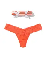 Signature Lace Low Rise Thong Holiday Cracker Orange Sparkle Sale