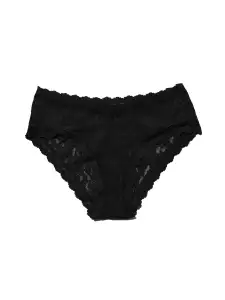 Signature Lace V-Front Cheeky Black