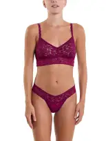 V-Neck Retro Lace Bralette Sugar Plum Red Sale(Sugar Plum Red,XS)