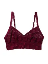 V-Neck Retro Lace Bralette Sugar Plum Red Sale(Sugar Plum Red,XS)