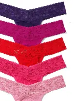 Valentine's Day 5 Pack Signature Lace® Low Rise Thong Sale(SNOW DAY/COUNTESS PINK/RED/SWEET TART/TEA CAKE,OS (2-12))