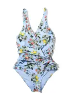 Wide Strap Wrap One Piece Swimsuit Thankful(Thankful,XS)