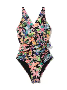 Wide Strap Wrap One Piece Swimsuit Unapologetic(UNAPOLOGETIC,XS)