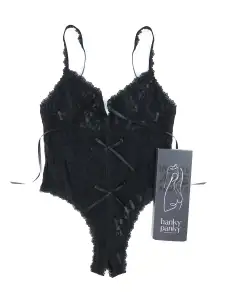 &oh™ Birthday Suit Packaged Crotchless Teddy(BLACK,S)