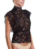 &oh™ Dark Romance Lace Mockneck Top Black(Black,S)
