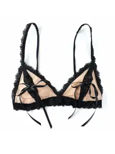 &oh™ Nude Illusion Tie Bralette(MOCHA/BLACK,S)