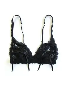 &oh™ Peek-a-Boo Lace Tie Bralette Black(BLACK,S)