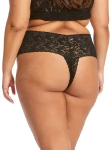 &oh™ Plus Size Retro Lace Crotchless Thong(BLACK,OS (14-24))