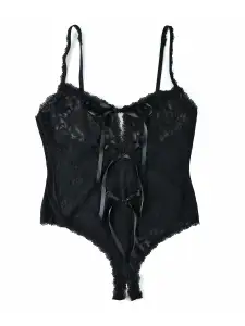&oh™ Plus Size Signature Lace Crotchless Teddy Black(BLACK,1X)