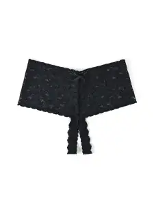 &oh™ Retro Lace Crotchless Thong Black(BLACK)