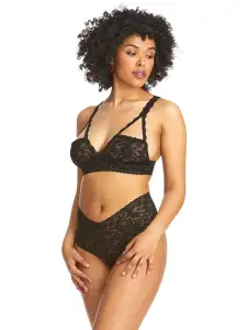&oh™ Retro Lace Crotchless Thong Black(BLACK)