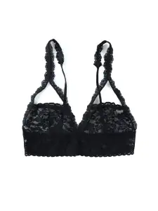 &oh™ Retro Lace Half Cup Bralette(BLACK,XS)
