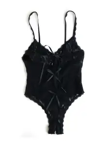 &oh™ Signature Lace Crotchless Teddy Black(BLACK,S)