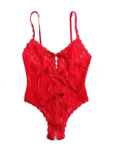 &oh™ Signature Lace Crotchless Teddy Red(RED,S)